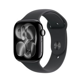 Apple Watch Series 11（GPS + Cellularモデル）- 46mmジェットブラックアルミニウムケースとM/Lブラックスポーツバンド [整備済製品]