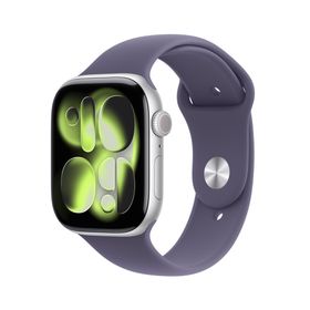 Apple Watch Series 11（GPS + Cellularモデル）- 46mmシルバーアルミニウムケースとM/Lパープルフォグスポーツバンド [整備済製品]