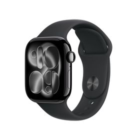 Apple Watch Series 11（GPS + Cellularモデル）- 42mmジェットブラックアルミニウムケースとM/Lブラックスポーツバンド [整備済製品]