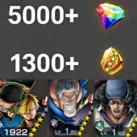 ワンピースバウンティラッシュ Zoro&Sanji+Garp+Kuzan💎5000+✨1300+