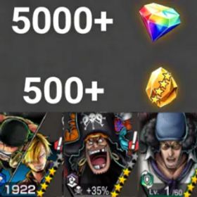 ワンピースバウンティラッシュ Zoro&Sanji+Teach+Kuzan💎5000+✨500+
