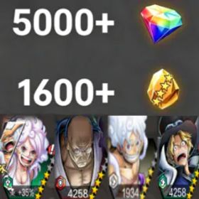 ワンピースバウンティラッシュ Bonney+Nusjuro +Luffy+Sabo💎5000+✨1600+
