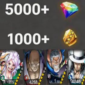 ワンピースバウンティラッシュ Bonney+Nusjuro+Garp+Lucci💎5000+✨1000+