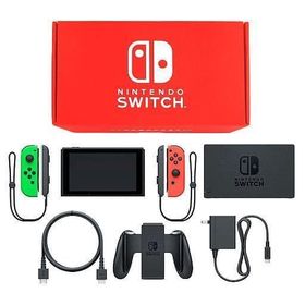 Nintendo Switch本体 カラーカスタマイズ /Joy-Con(L)ネオングリーン(R)ネオンレッド/Joy-Conストラップ：ブラック ニンテンドースイッチハード