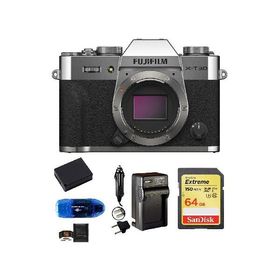 FUJIFILM X-T30 Mark II Mirrorless Digital Camera Body (Silver) Bundle, Includes: SanDisk 64GB Extreme SDXC Memory Card, Card Reader, Spare Battery, AC