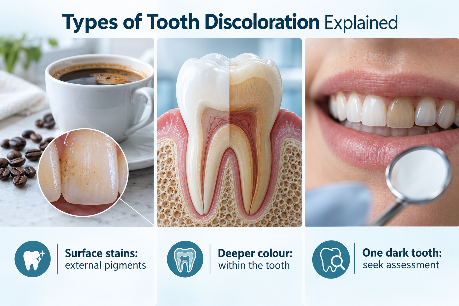 Types of Tooth Discoloration Explained — infographic