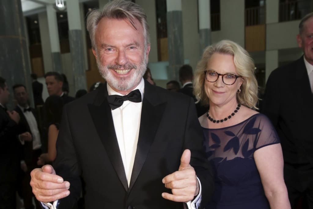 Neill and Laura Tingle arrive for the Mid Winter Ball at Parliament House in 2018.