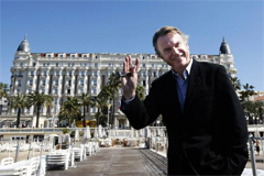 Sam Neill in front of the Hotel Carlton, Cannes