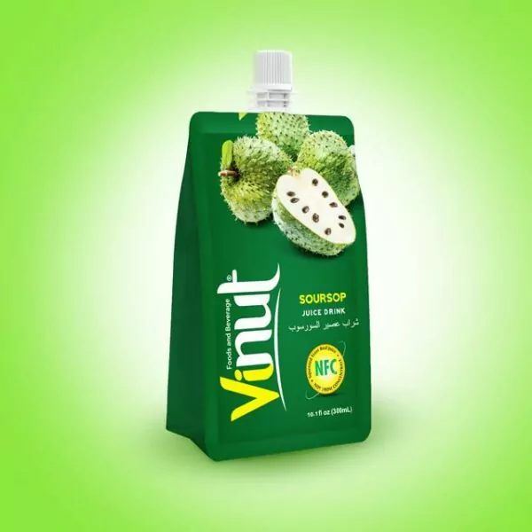VINUT Soursop Juice drink for Export 2 10.1fl oz 100 Pouches Soursop Juice Drink