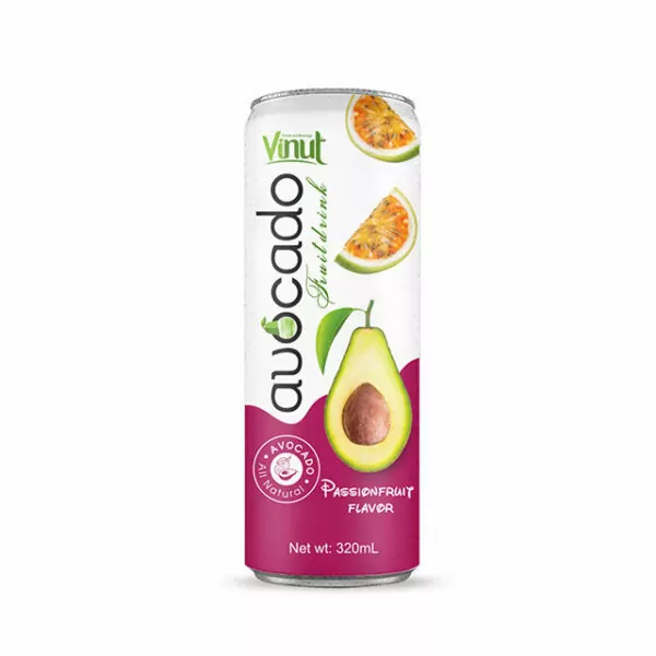 Vietnamese Fruits: 15 Tasty Fruits of Vietnam 52 320ml Canned Avocado fruit Juice drink with Passion fruit juice
