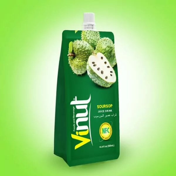 VINUT Soursop Juice drink for Export 8 500ml Pouches Soursop Juice Drink