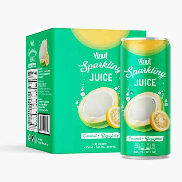 Yuzu - All about the unique yellow fruit from East Asia 3 Box 4 Cans VINUT Coconut & Yuzu Juice Sparkling water