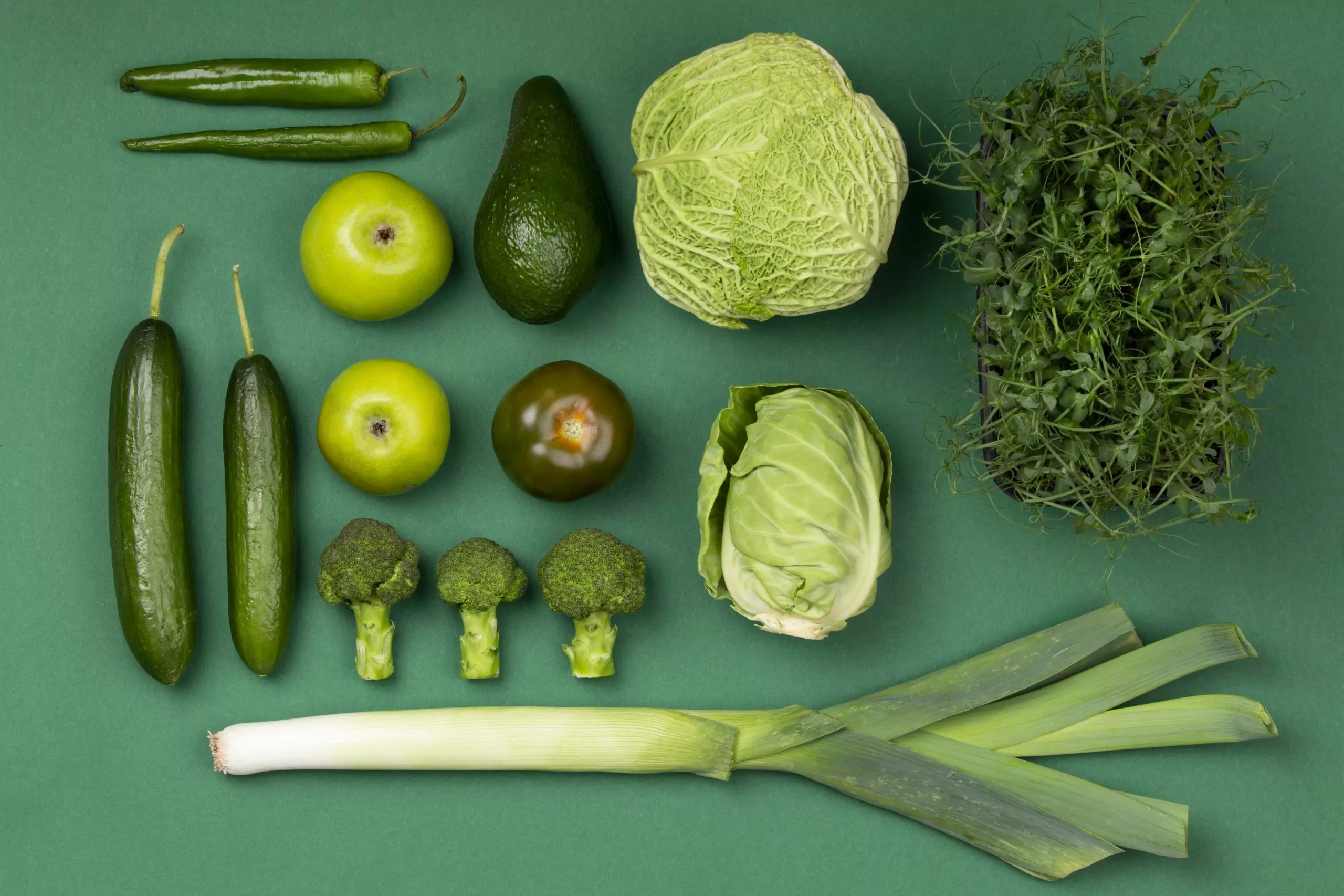 flat-lay-green-fruits-vegetables-arrangement flat lay green fruits vegetables arrangement scaled