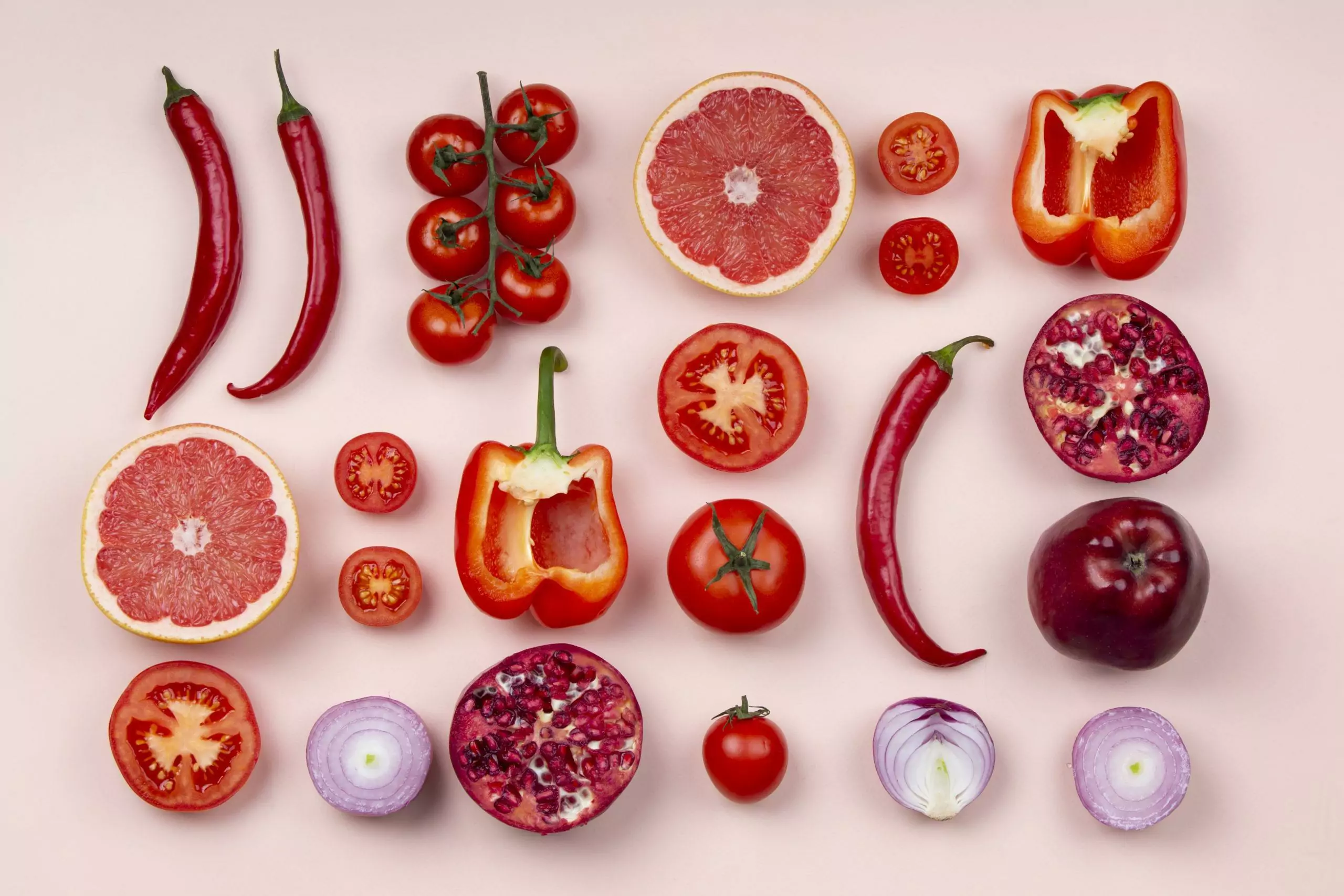 flat-lay-red-fruits-vegetables flat lay red fruits vegetables scaled
