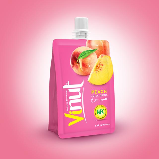 150ml VINUT 100% Pouches Peach Juice Drink