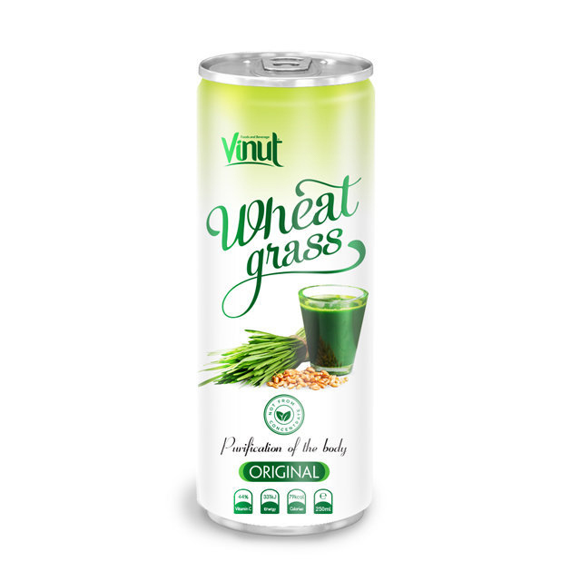 VINUT Wheatgrass Drink, Original, Purification Of The Body, 46% Vitamin C, 33% Energy, 70 Kcal, Slim Can, (250 mL)