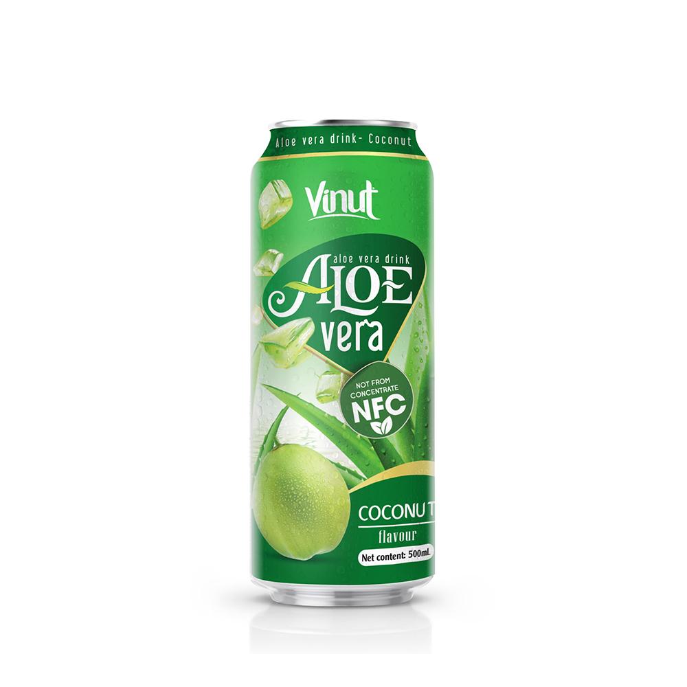 VINUT Aloe vera drink Coconut flavour, Not from concentrate, NFC, Slim Can, 500mL