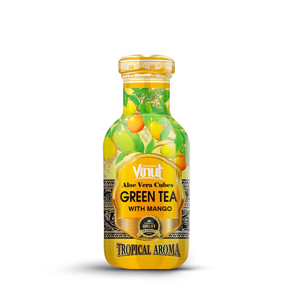 Vinut Aloe Vera Cubes Green Tea, Mango Flavor, Tropical Aroma, Premium Quality Product, Glass Bottle