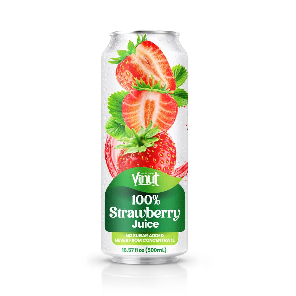 VINUT 100% Strawberry Juice, No Sugar Added, Never From Concentrate, Can, 16.57 fl oz (500 mL)