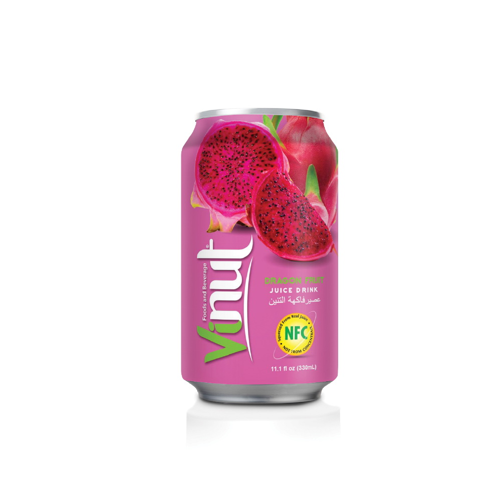 VINUT Dragon Fruit Juice Drink, NFC Squeezed From Real Juice Not From Concentrate, Can, 11.1 fl oz (330 mL)