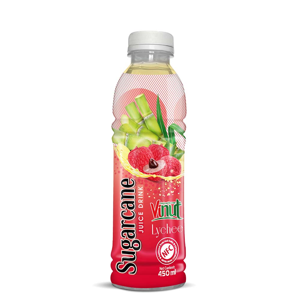 VINUT Sugarcane Juice Drink Lychee, NFC, PET Bottle, 450ml