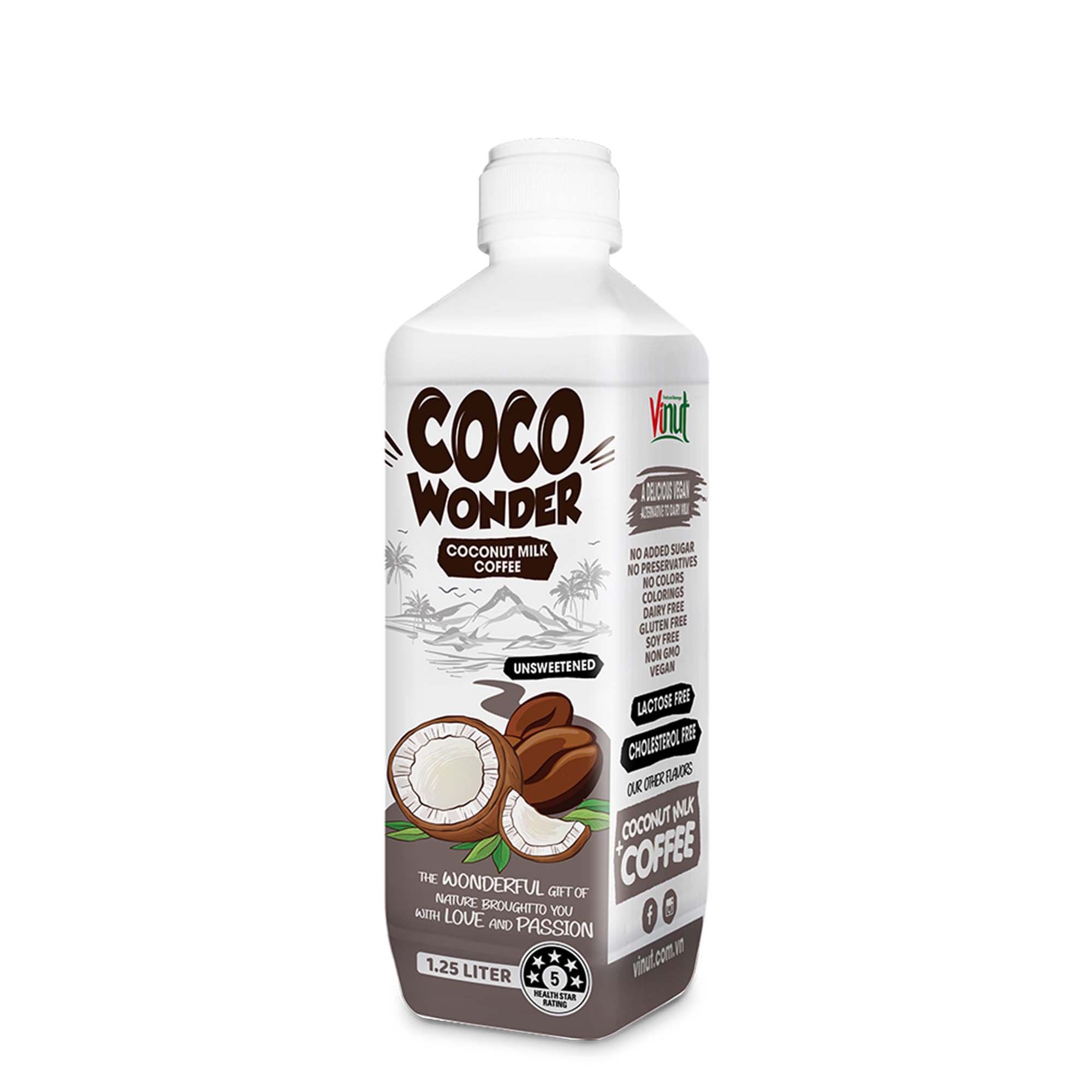 1.25L Cocowonder Coconut milk with Coffee