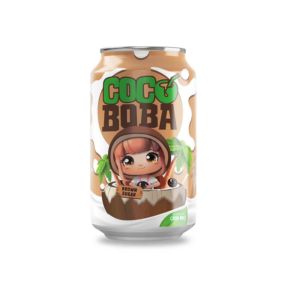 330ml Vinut Coco Boba Drink with Brown Sugar (Coconut milk + Tea + Tapioca Pearl) - Non-GMO, Gluten Free, Lactose-Free