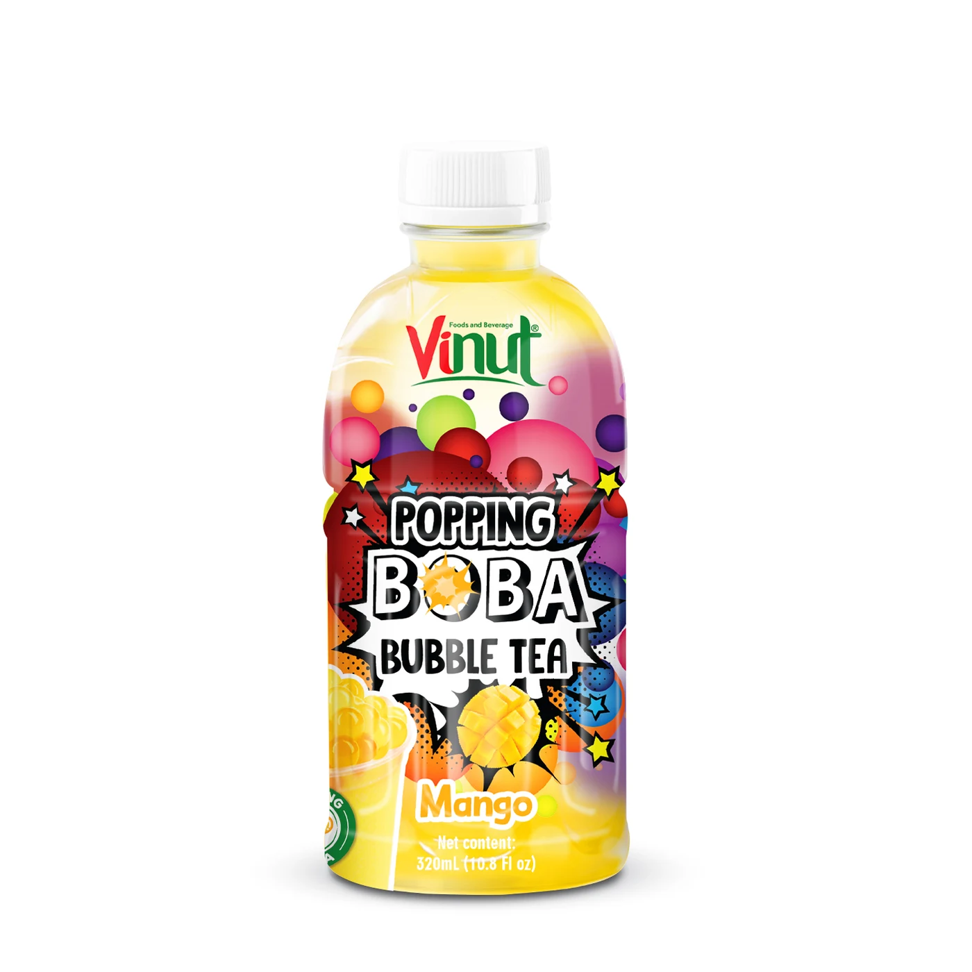 VINUT Popping Boba Bubble Tea – Mango, 320 mL