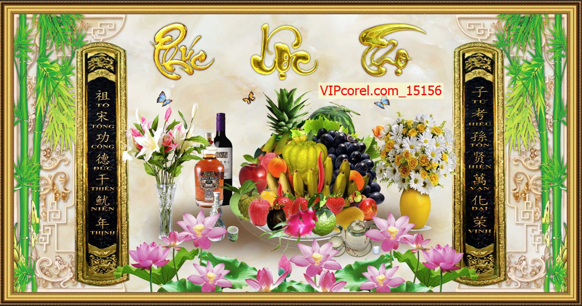 tranh phúc lộc thọ trang trí phòng thờ tranh phúc lộc thọ trang trí phòng thờ